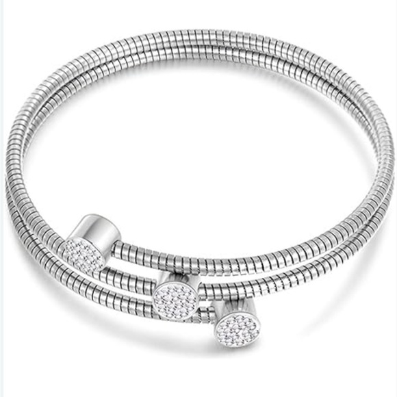 NWT Anthropologie Elegant Silver Color Coil METAL Bracelet